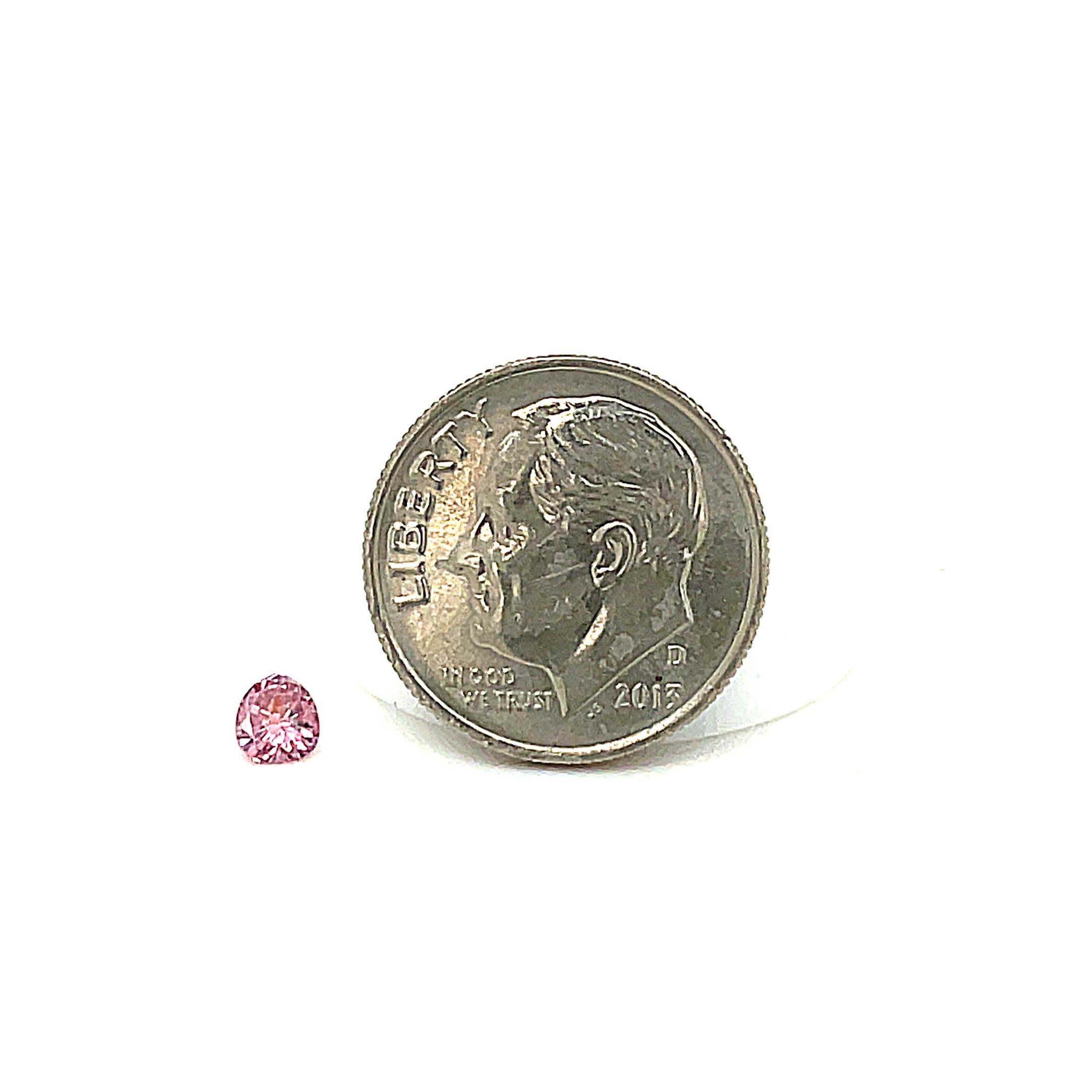 Fancy Intense Purplish Pink Natural Diamond, Loose .24 Carat Pear, GIA Certified For Sale 3