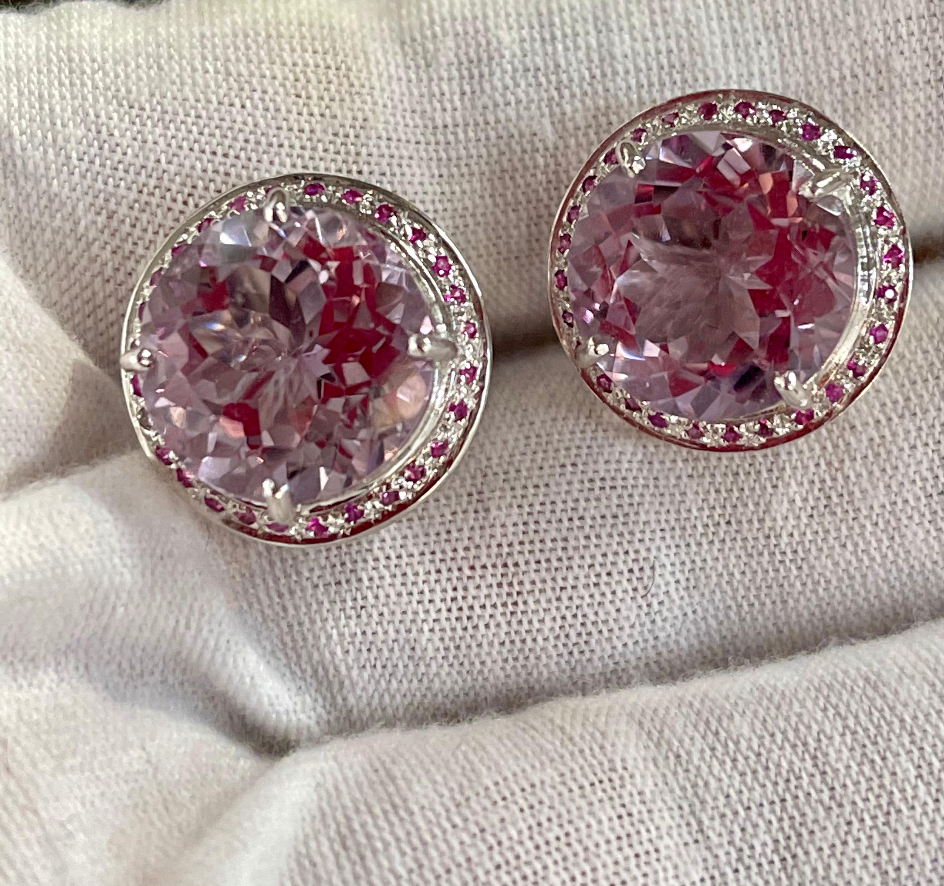 pink amethyst earrings white gold
