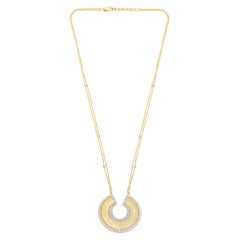 2.4 Ct SI/H Diamant Naturel Pendentif Cercle Texturé Or Jaune 18k