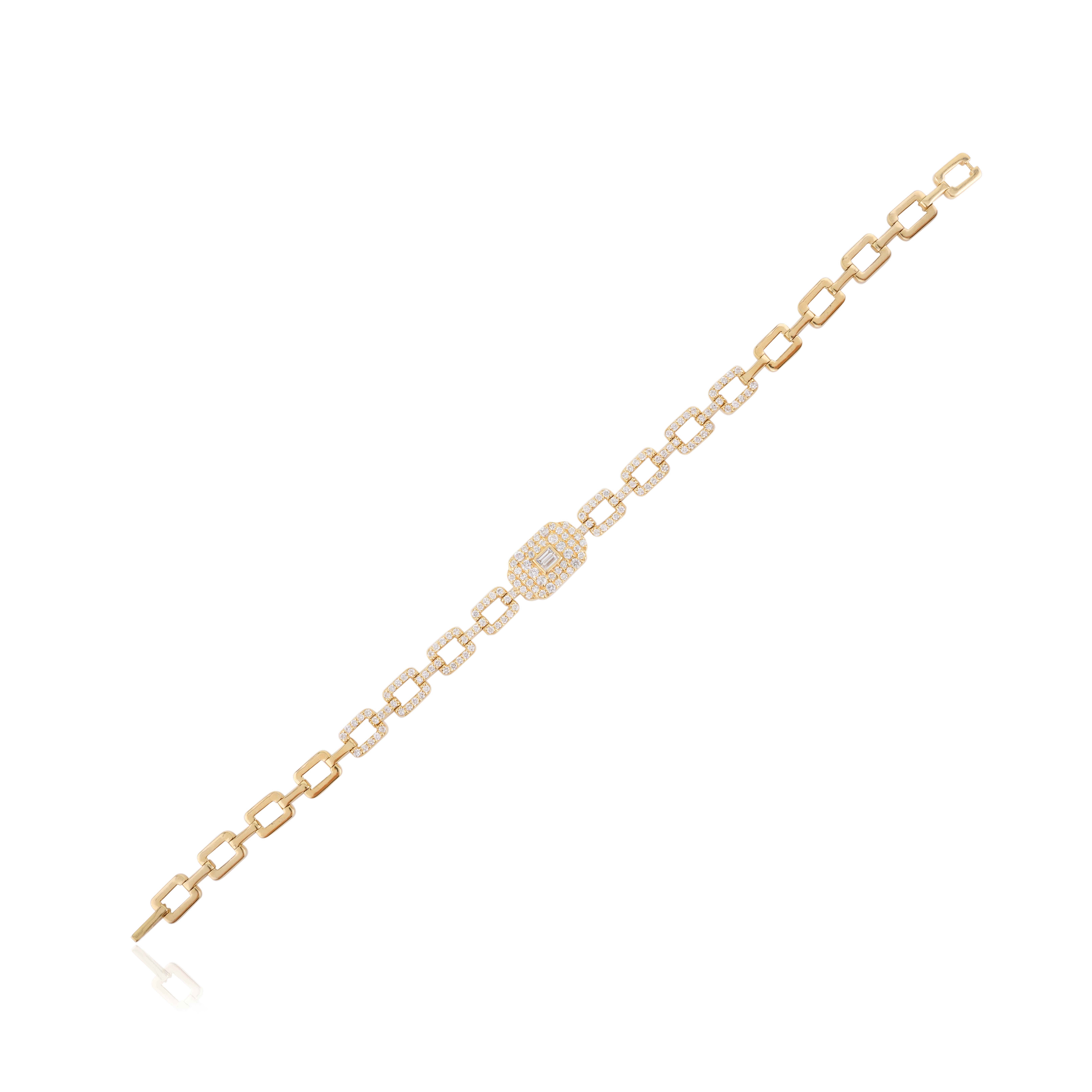 Modern 2.4 CTW Estate Diamond Wedding Bracelet for Women in 18k Solid Yellow Gold For Sale