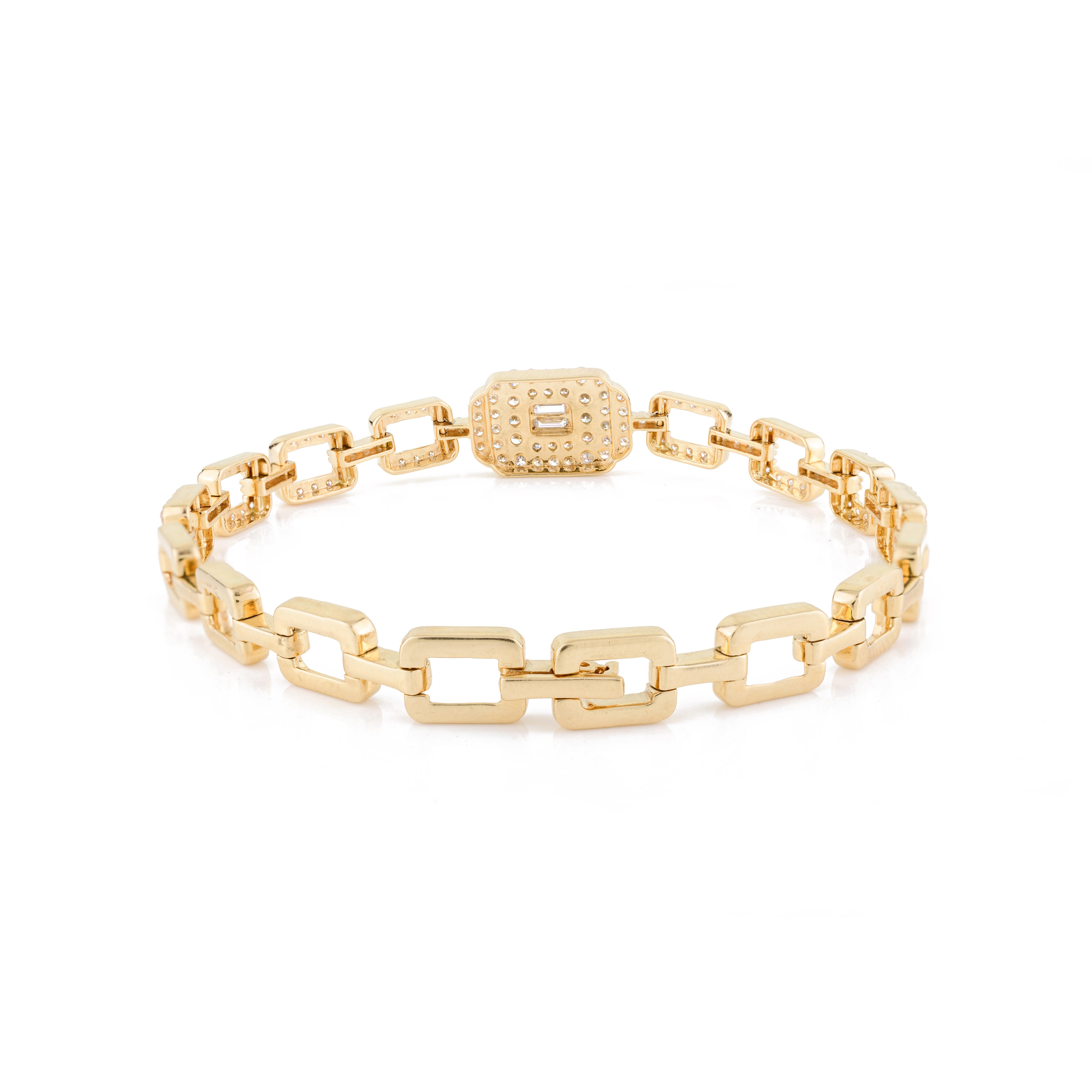 Women's 2.4 CTW Estate Diamond Wedding Bracelet for Women in 18k Solid Yellow Gold For Sale