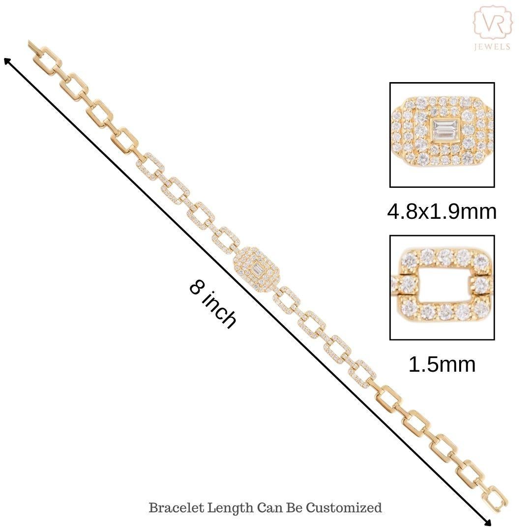 2.4 CTW Estate Diamond Wedding Bracelet for Women in 18k Solid Yellow Gold For Sale 2