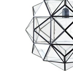 24" Glas-rombus-Hängelampe, Klarglas mit schwarzem Satin, Granada Kollektion