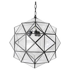 24" Glass Rombus Pendant, Clear Glass with Black Satin, Granada Collection