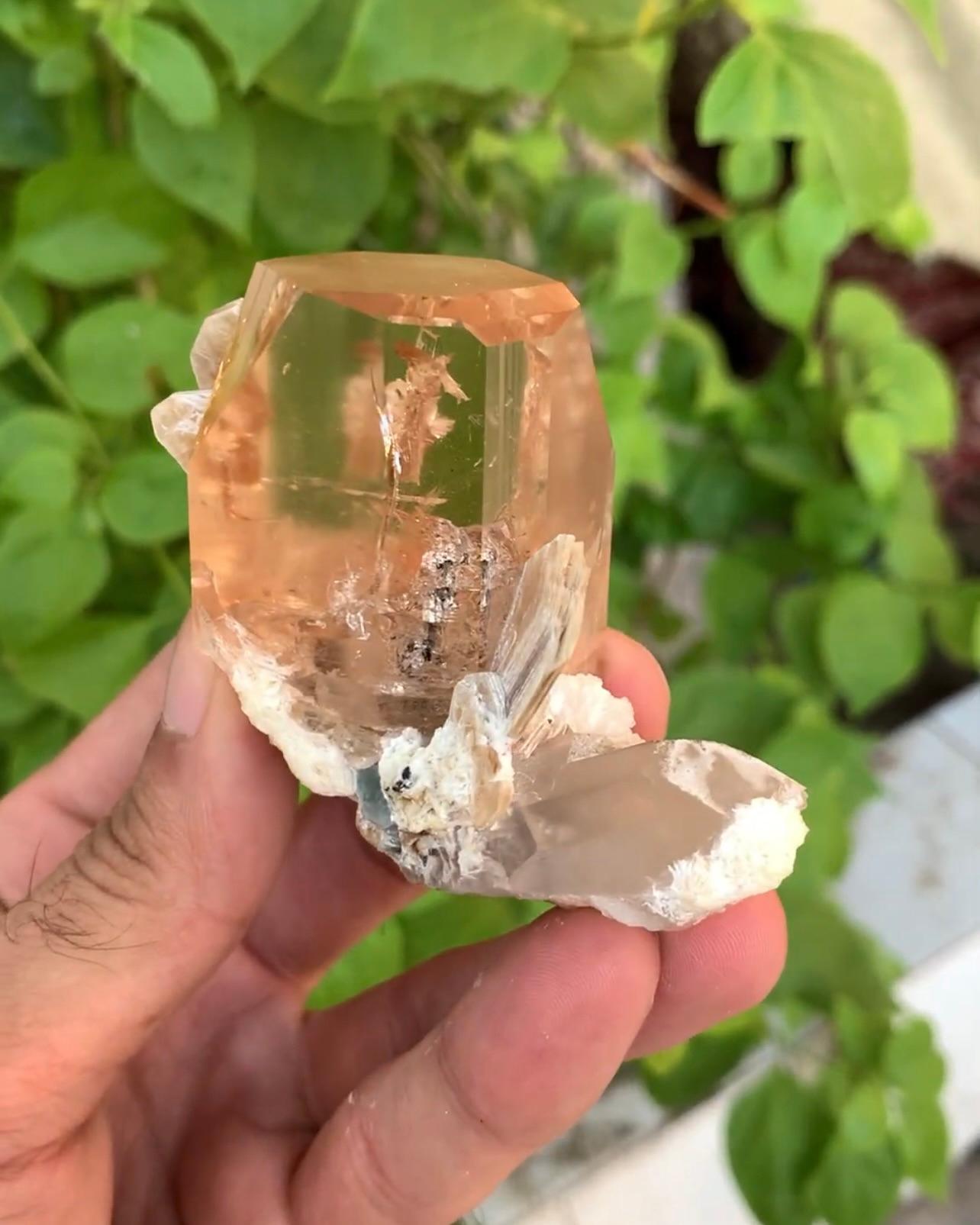 Informazioni sul prodotto:

Nome del campione: Cristallo di topazio su matrice di calcite 

Peso: 24 grammi

Dimensioni: H: 5 x L: 2,5 x P: 1,5 cm

Trattamento: Nessuno

Origine: Miniera di Katlang, Distretto di Mardan, Provincia di KPK,