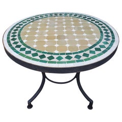 Green / Beige / White Moroccan Mosaic Table, Choice of Base Height