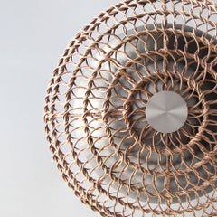24" Handwoven Natural Rattan Pendant Light, Brushed Nickel, Ventila Collection