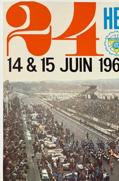 24 HUERES DU MANS Original Vintage Le Mans Car Auto Racing Poster 1969 Ferrari