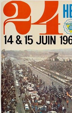 24 HUERES DU MANS Original Vintage Le Mans Car Auto Racing Poster 1969 Ferrari