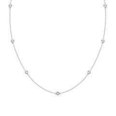 24 Inch 14k White Gold 2 Carat Diamond by the Yard Round-Cut Bezel Necklace