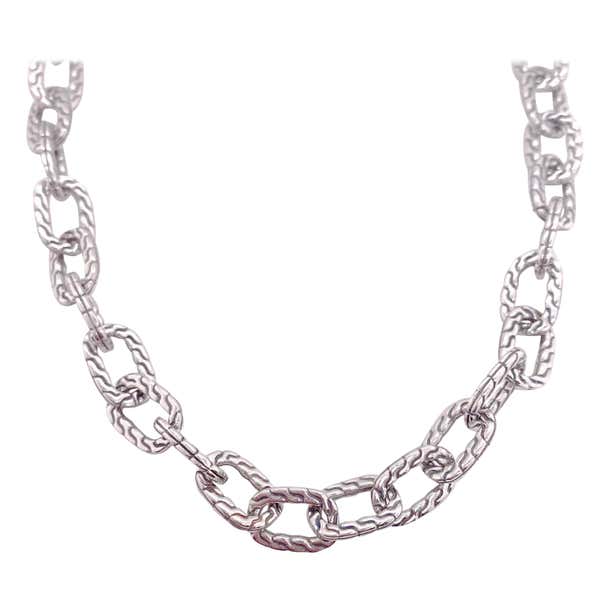 Heavy Chain Design Chain Necklace in Sterling Silver w Designer Links, Heavy Chain For ...