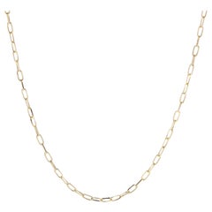 Italian 14 Karat Yellow Gold Small Paperclip Chain Necklace, Trendy