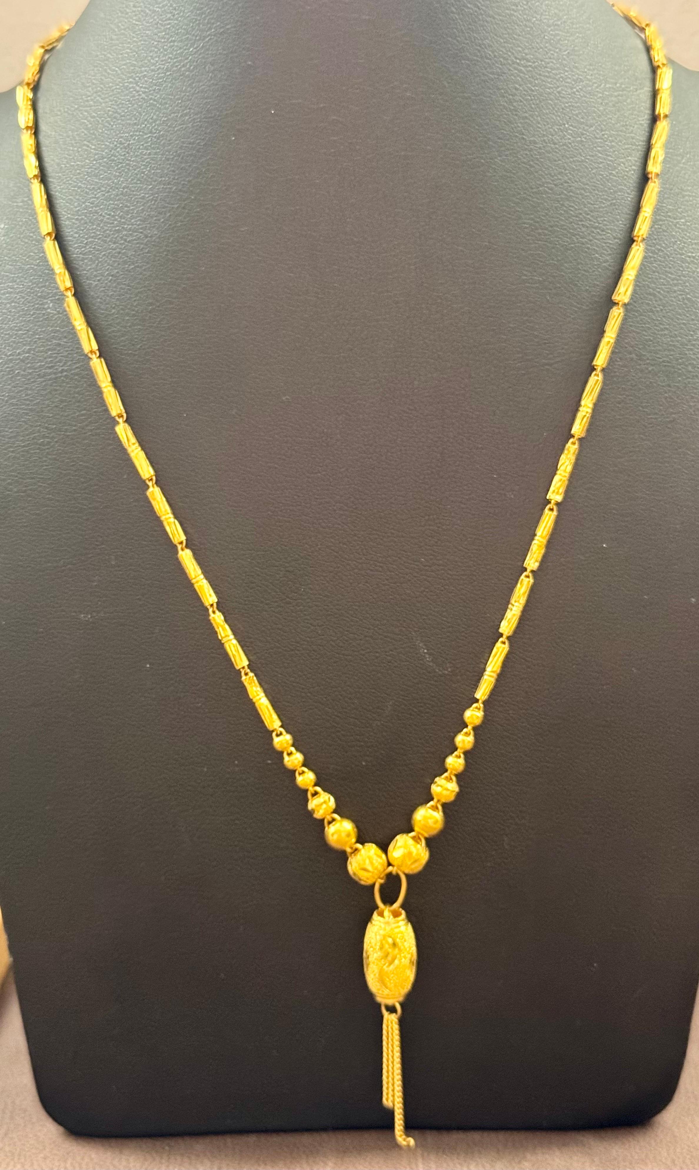24 K Pure Gold Hand Made Yellow Gold Tube Chain Necklace, 9.7 Gm, 16 