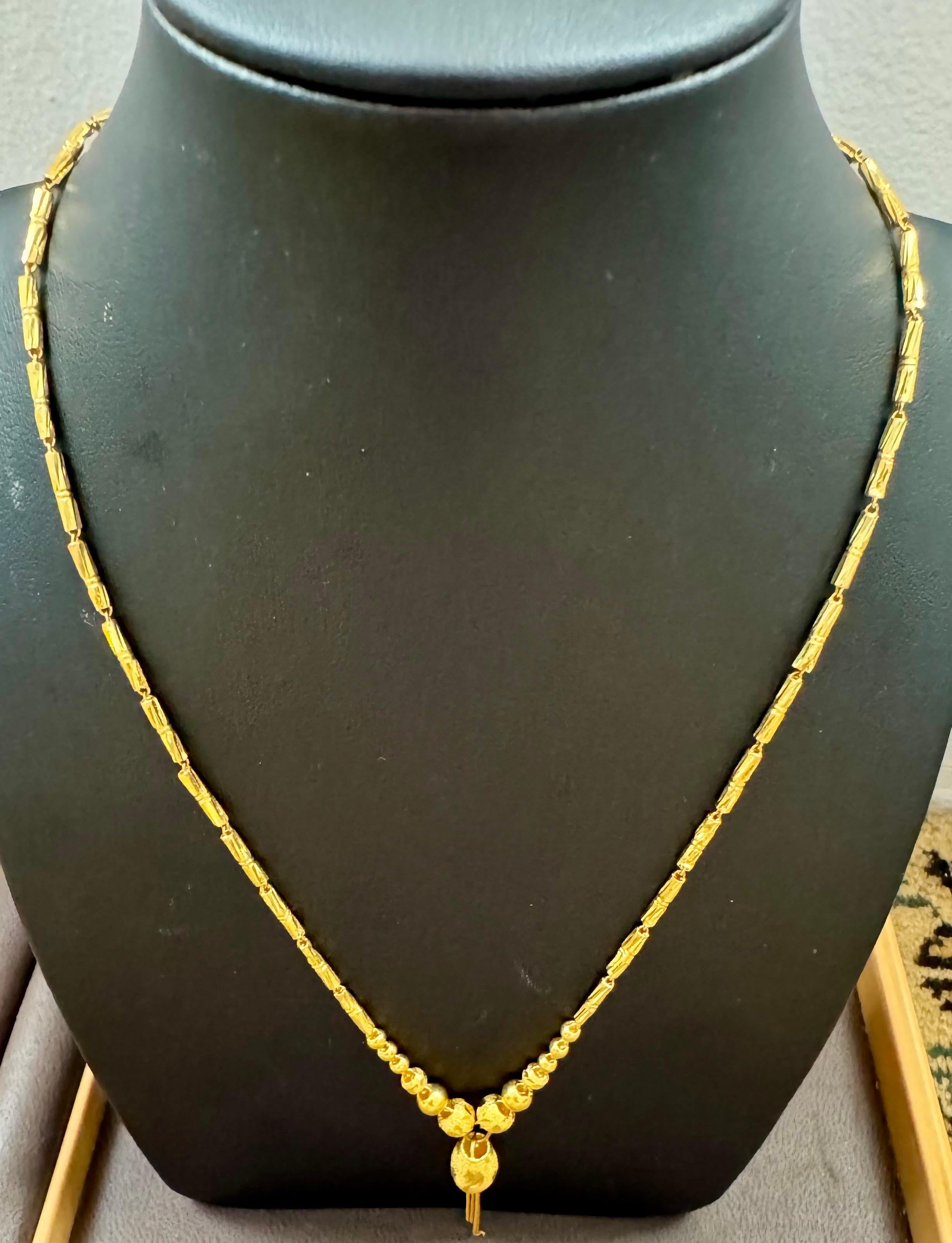 24 K Pure Gold Hand Made Yellow Gold Tube Chain Necklace, 9.7 Gm, 16 