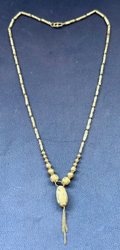 24 K Pure Gold Hand Made Yellow Gold Tube Chain Necklace, 9.7 Gm, 16 " + Pendant