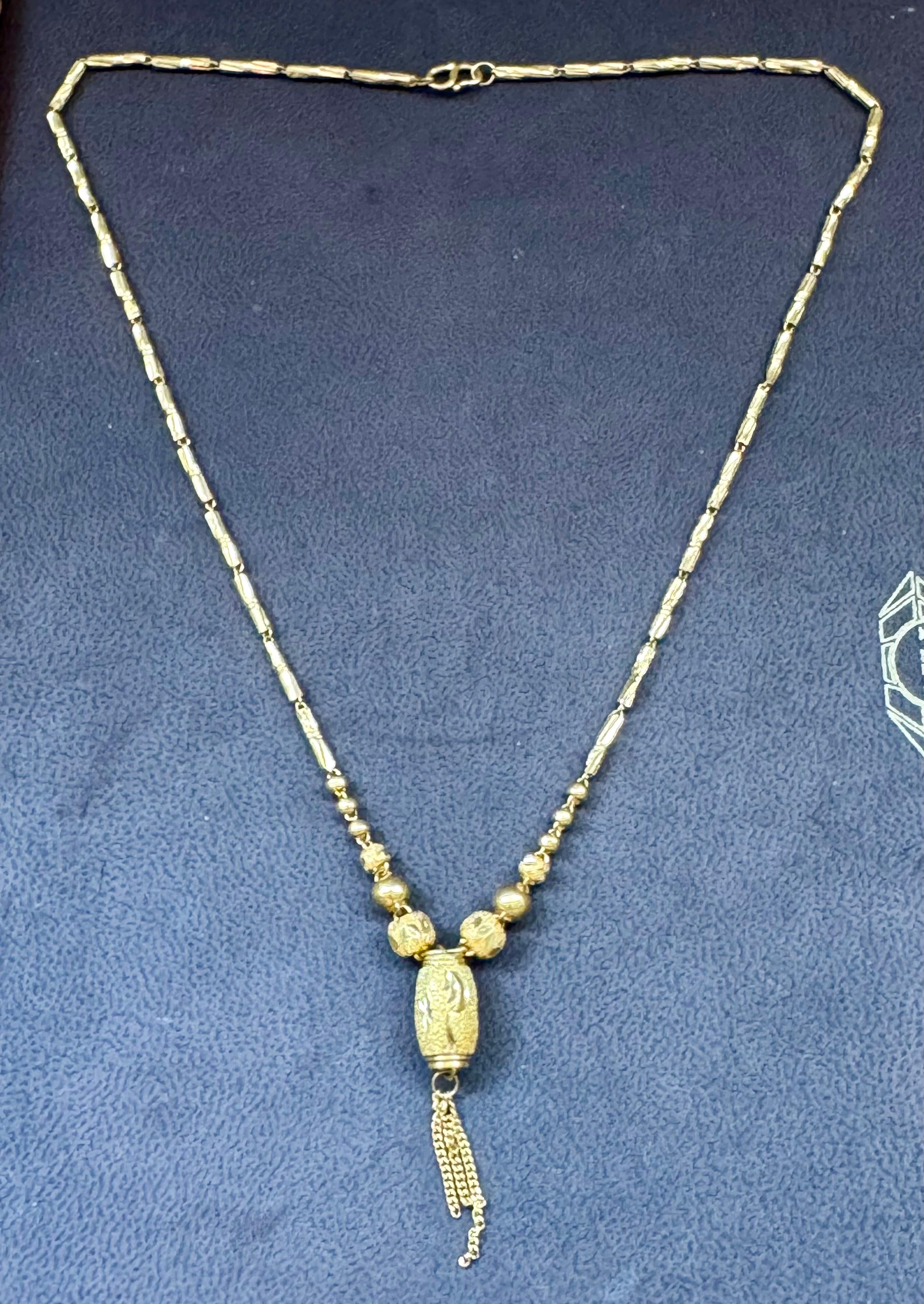 Women's 24 K Pure Gold Hand Made Yellow Gold Tube Chain Necklace, 9.7 Gm, 16 