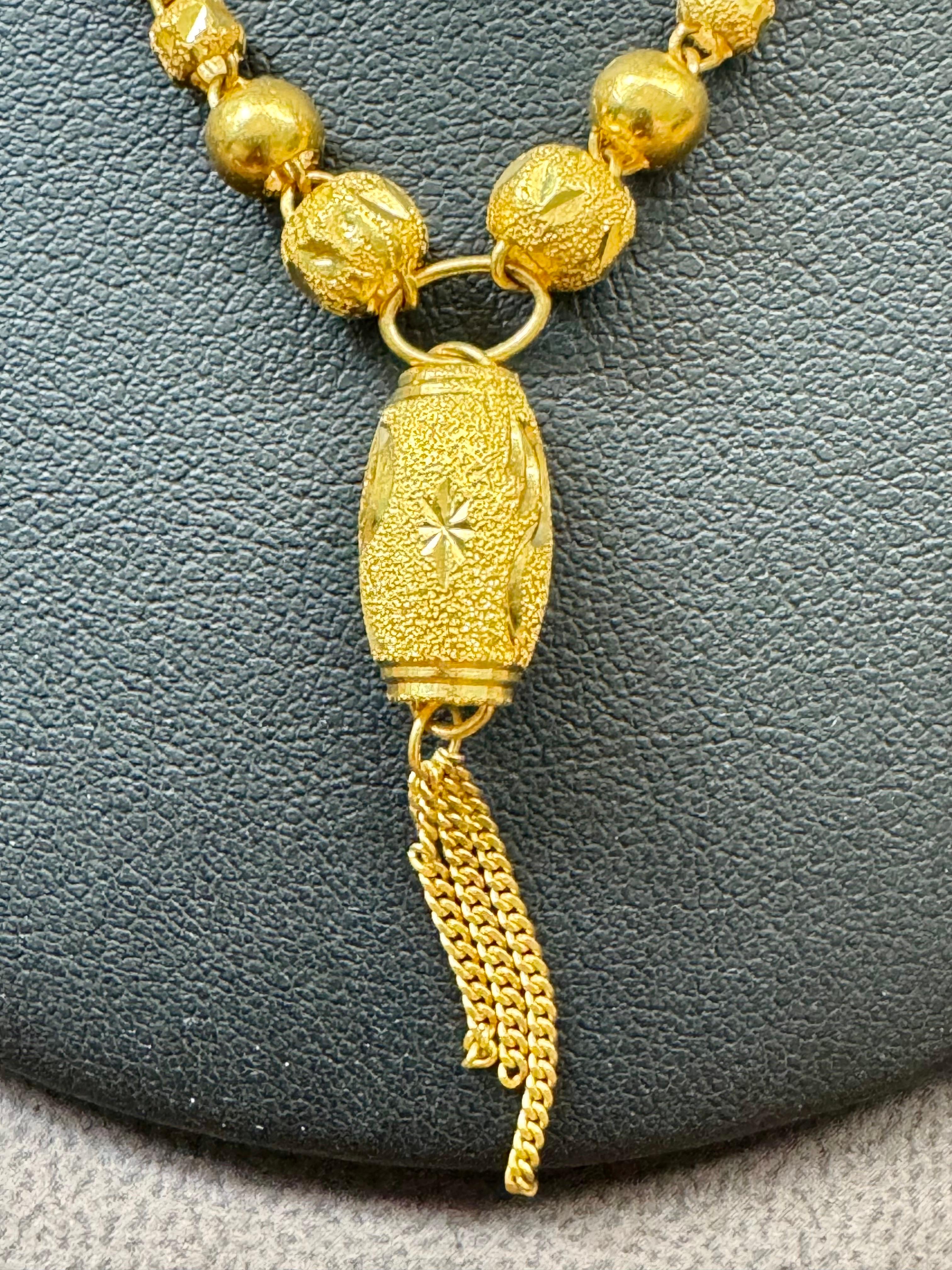 24 K Pure Gold Hand Made Yellow Gold Tube Chain Necklace, 9.7 Gm, 16 