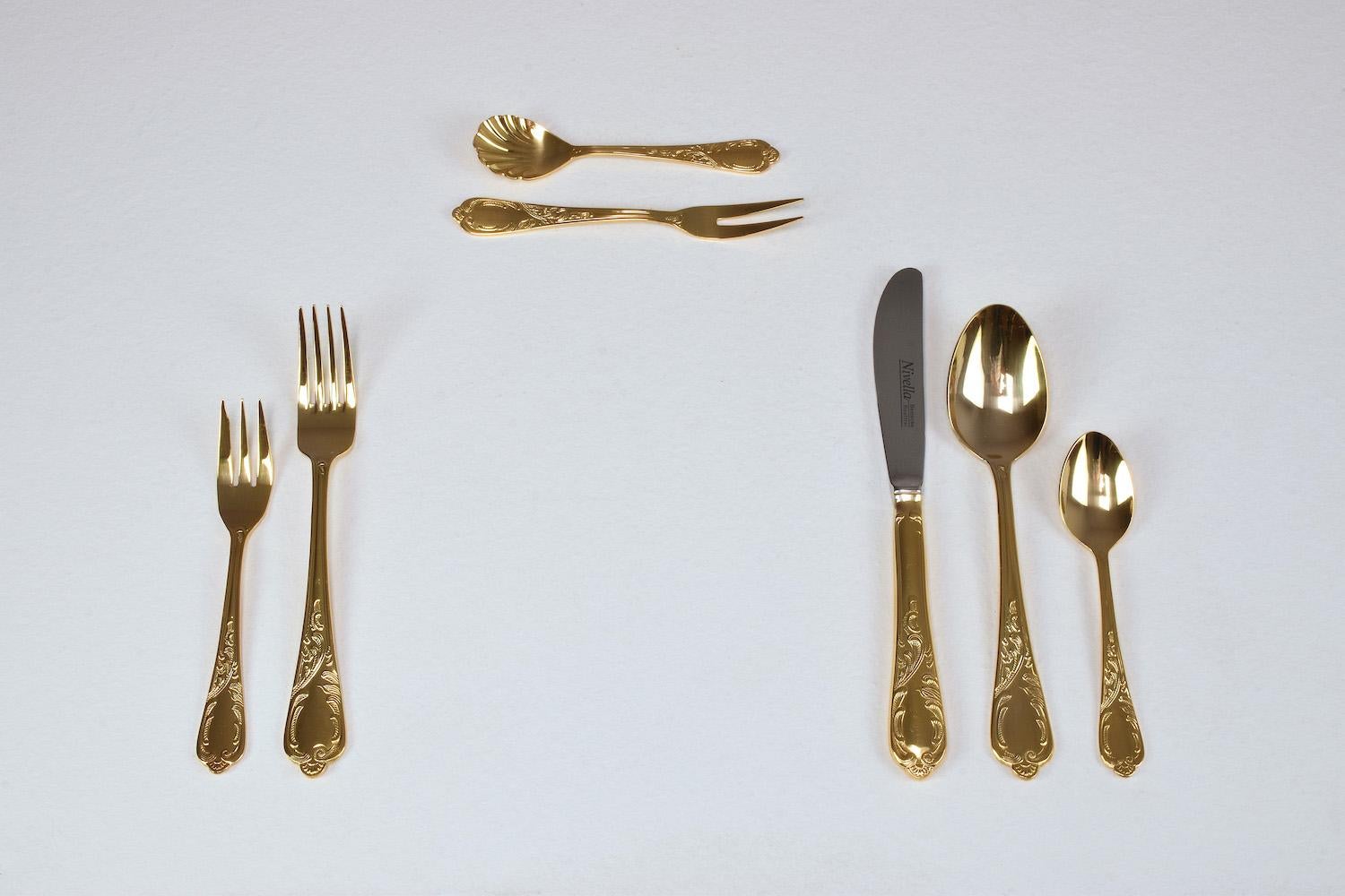 24 Karat 11 Pers, Flatware Cutlery Set by Nivella Solingen 2