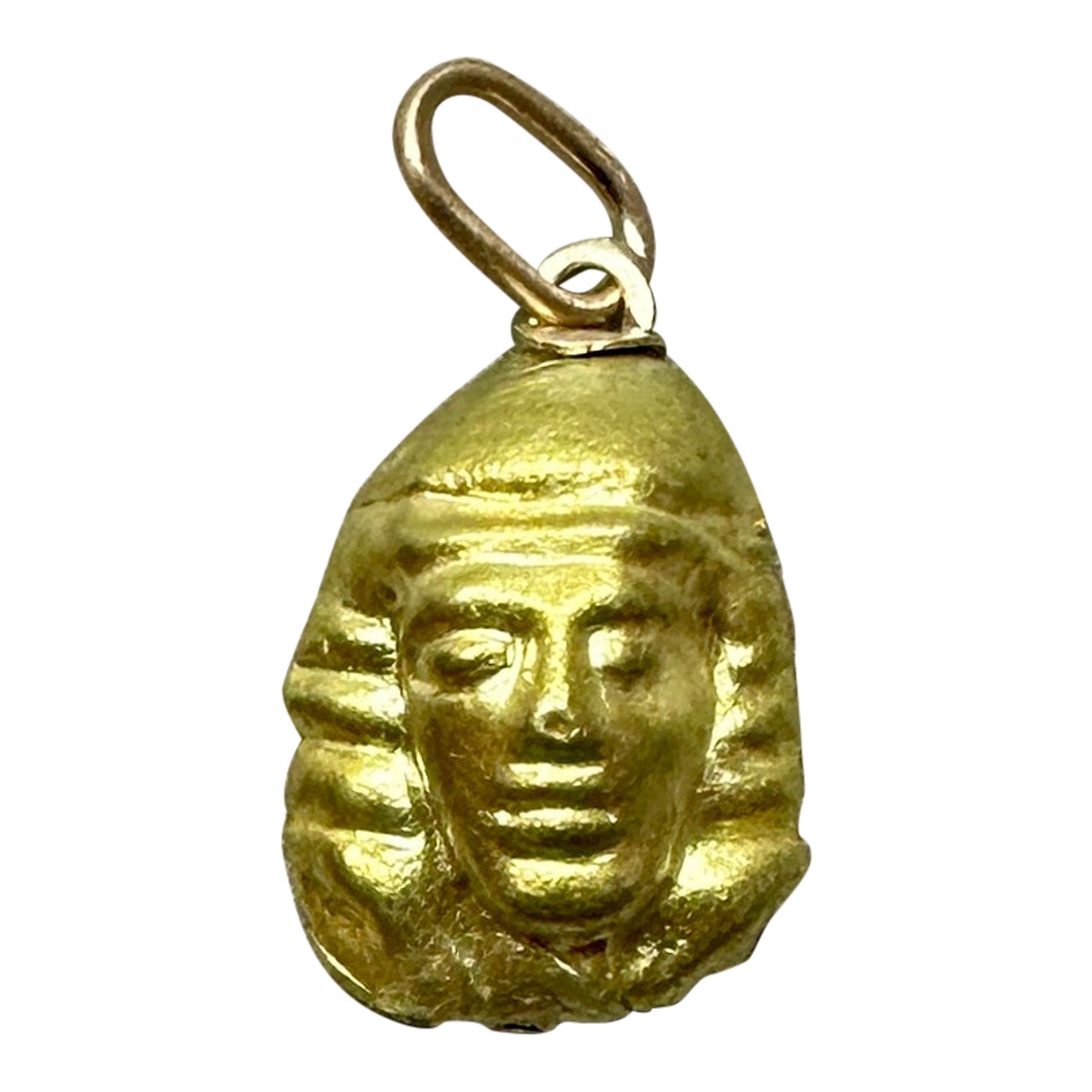 Collier pendentif grec ancien en or 24 carats Visage d'Hélios Soleil 2500 ans d'âge
