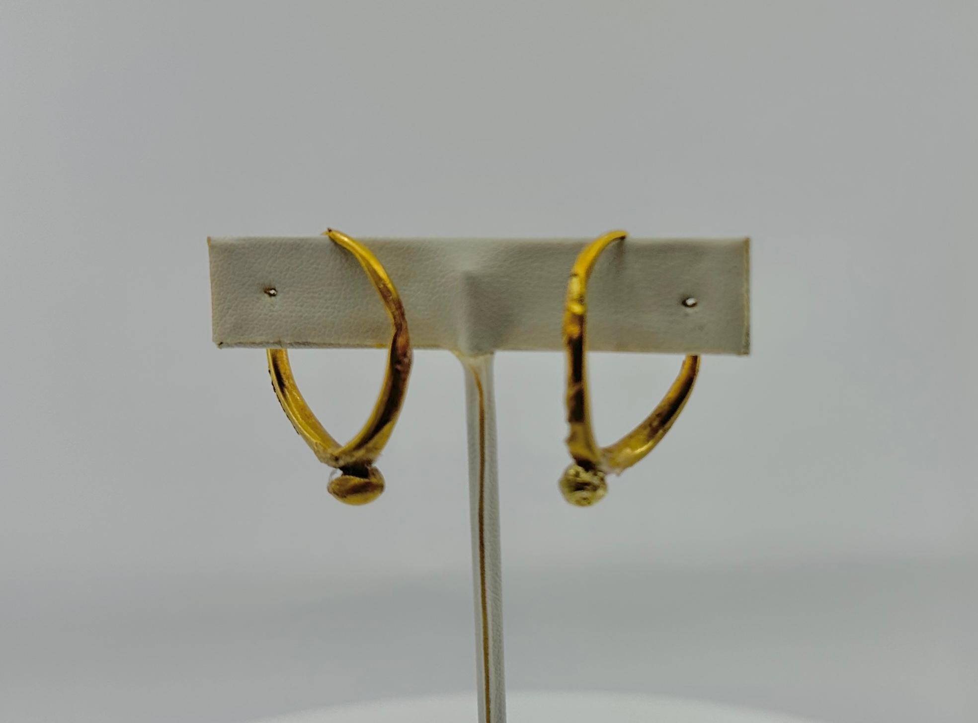 Orecchini a cerchio in oro 24 carati antichi romani, risalenti a 2000 anni fa, del 2°-4° secolo, 1,25