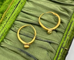 Pendientes de aro romanos antiguos de oro de 24 quilates de 2000 años de antigüedad del siglo II-IV 1,25