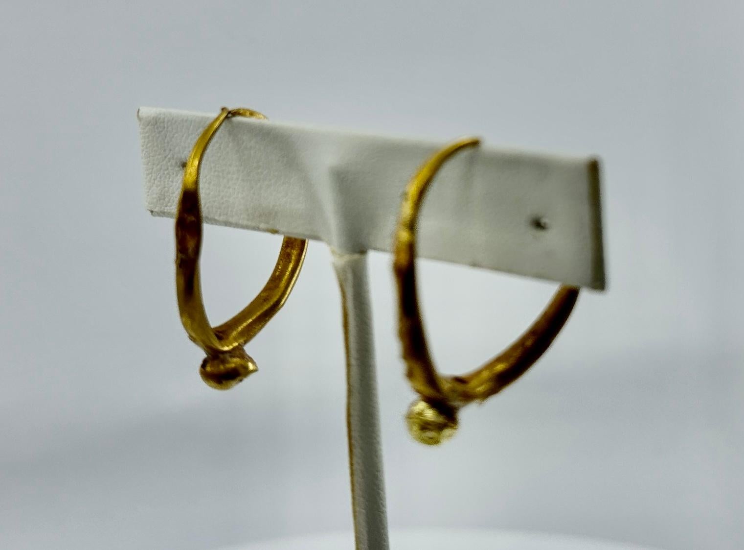 Orecchini a cerchio in oro 24 carati antichi romani, risalenti a 2000 anni fa, del 2°-4° secolo, 1,25