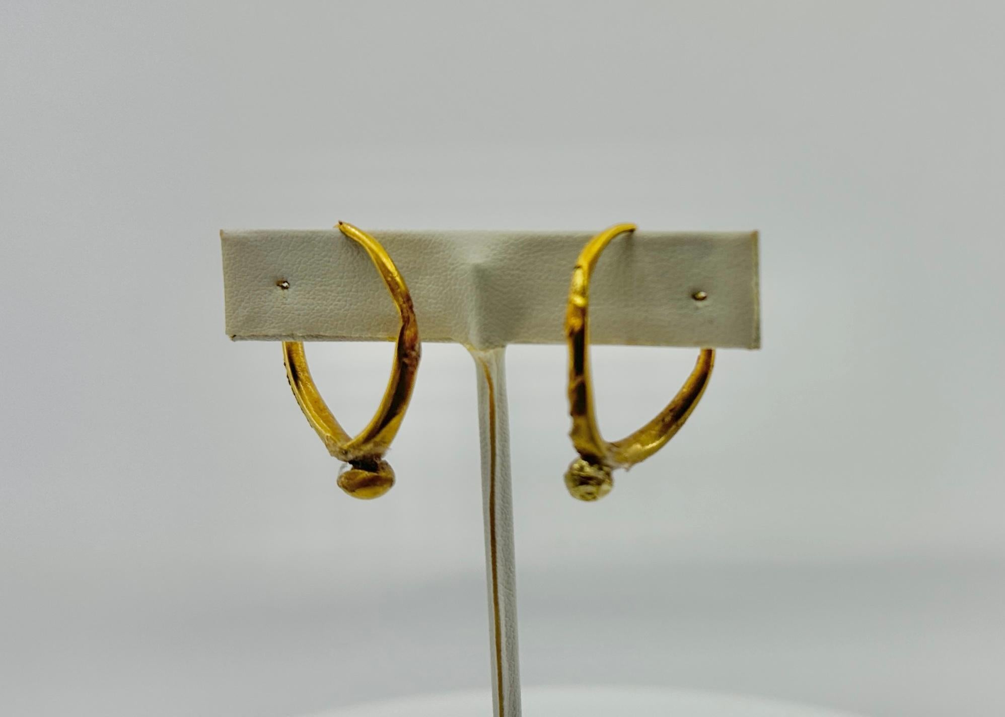 da uomo o donna Orecchini a cerchio in oro 24 carati antichi romani, risalenti a 2000 anni fa, del 2°-4° secolo, 1,25