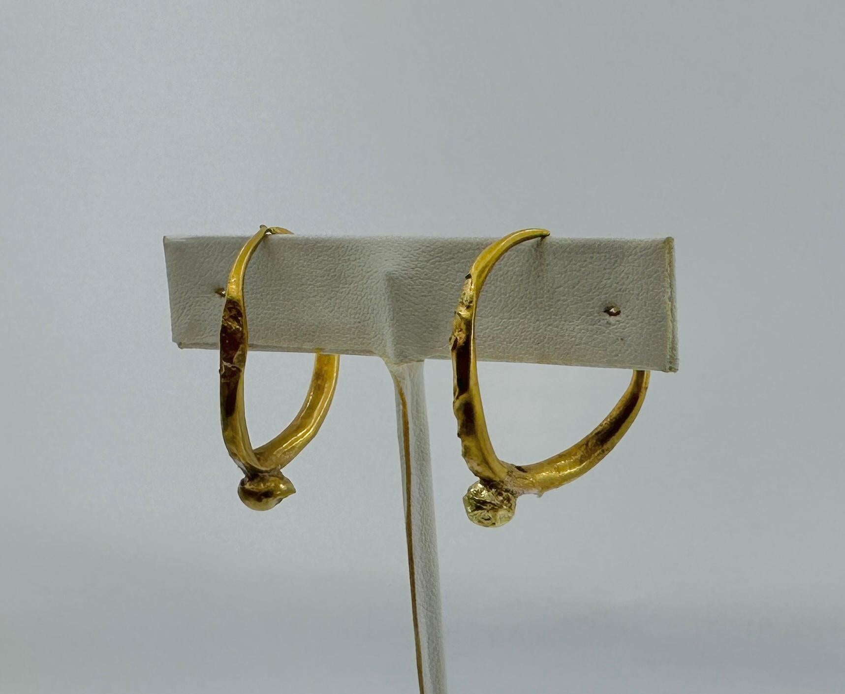 Orecchini a cerchio in oro 24 carati antichi romani, risalenti a 2000 anni fa, del 2°-4° secolo, 1,25