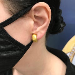 24 Karat Gold Chunky Hoop Earrings with 18 Karat Gold Omega Backs