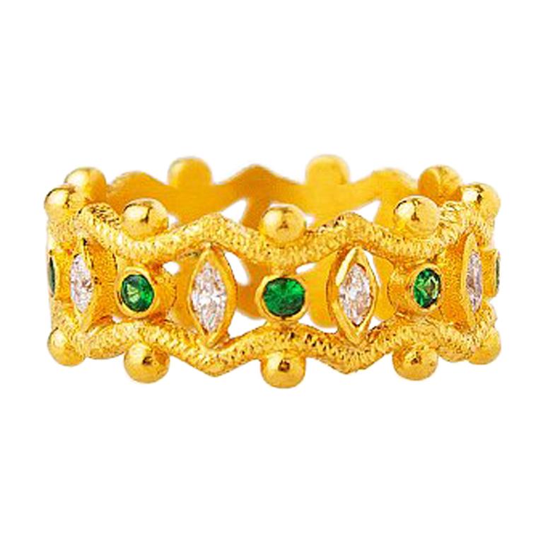 24 Karat Gold Handcrafted and Hand Engraved Eternal Band Ring For Sale 