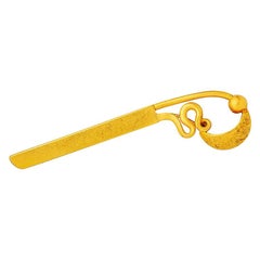 24 Karat Gold Handcrafted Fibula Brooch