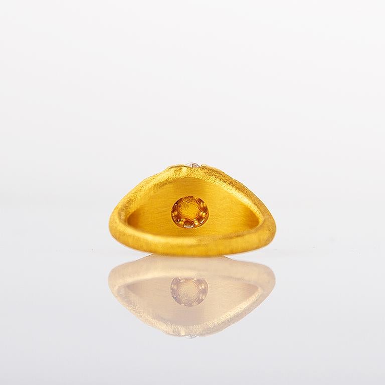 24 Karat Gold Handcrafted Ottoman Inspired Rose Form Diamond Solitaire Ring Damen im Angebot