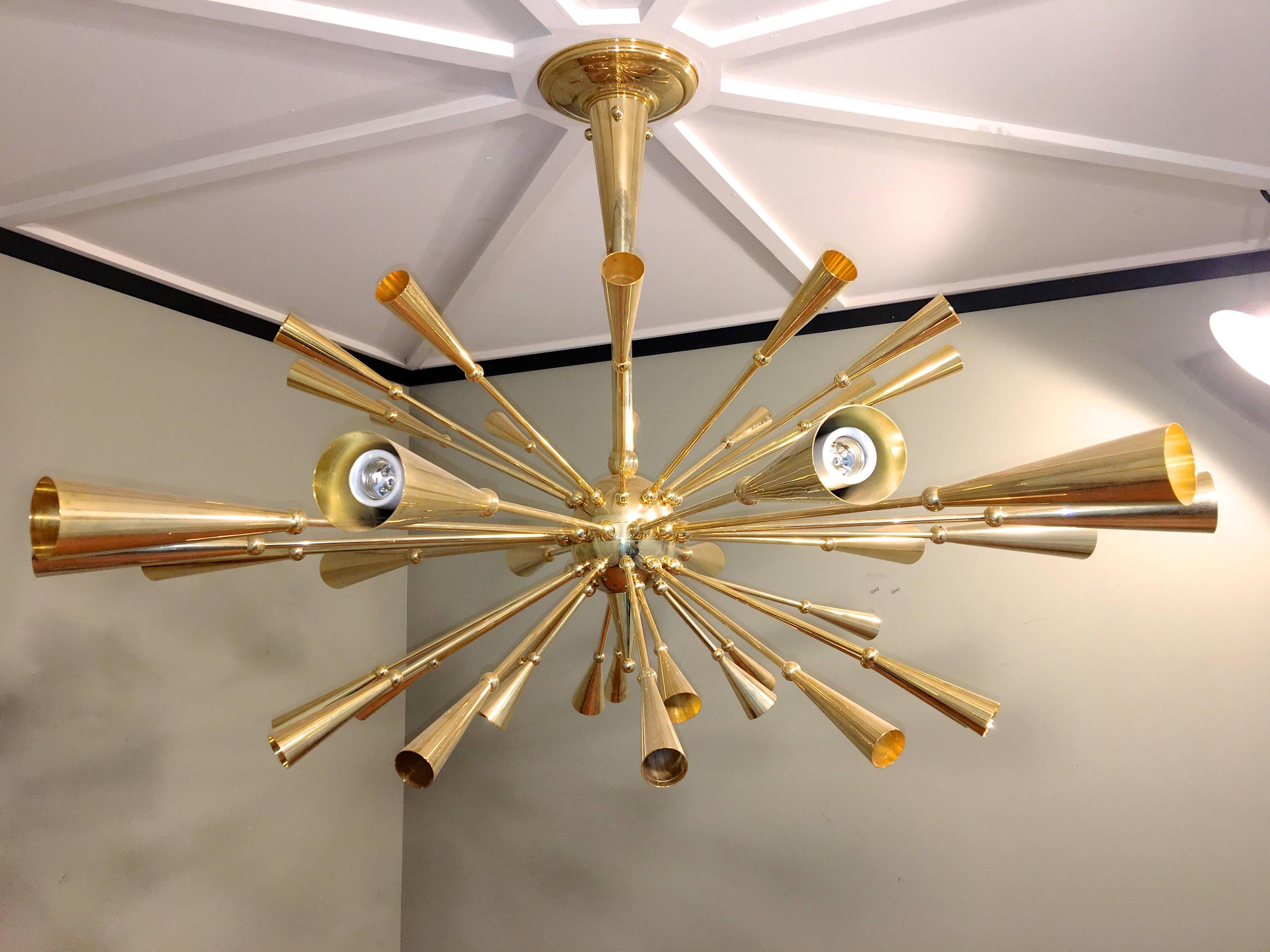 Contemporary 24-Karat Gold Monumental Sputnik Chandelier For Sale