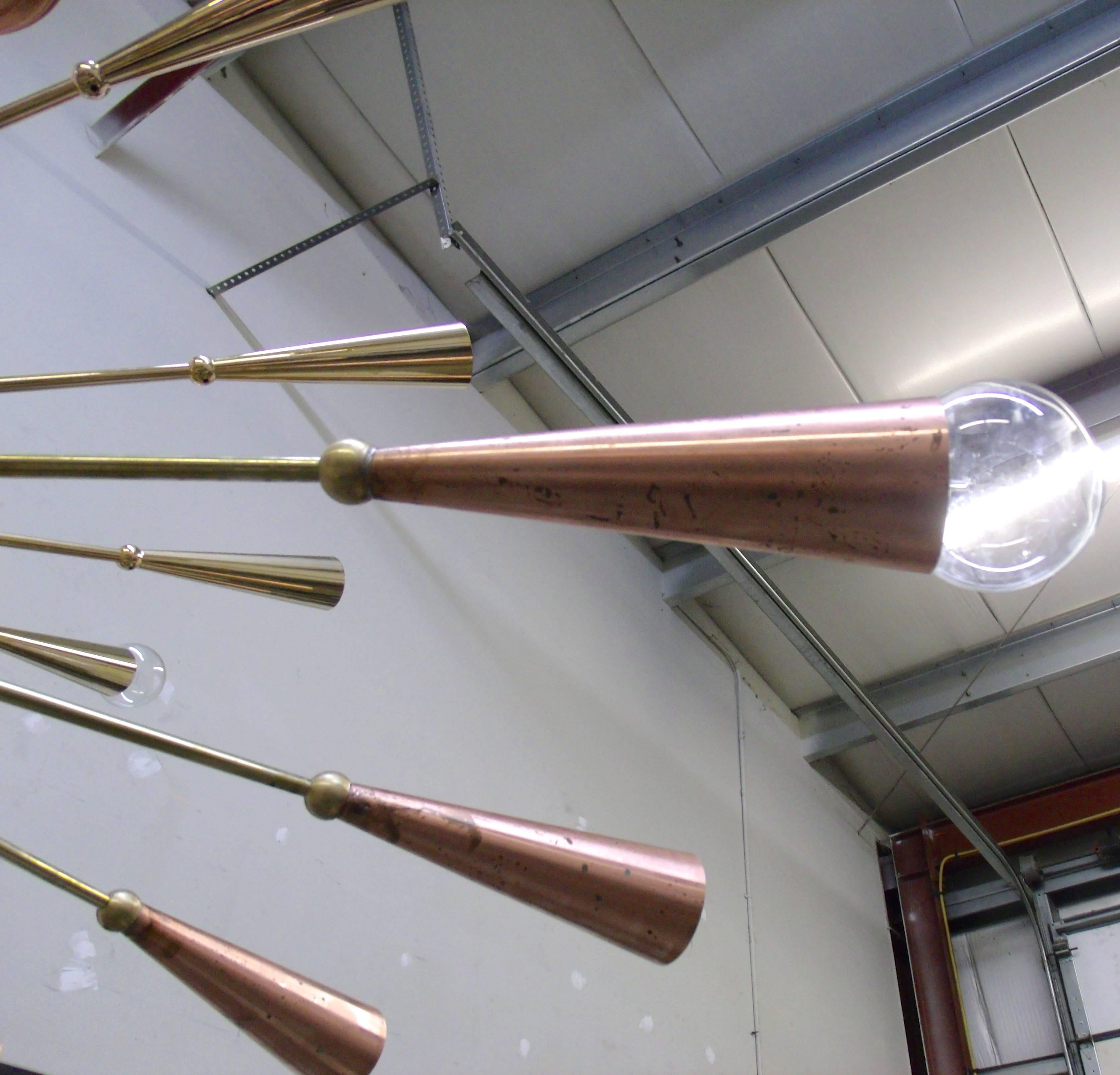 24-Karat Gold Monumental Sputnik Chandelier In Excellent Condition For Sale In Hanover, MA