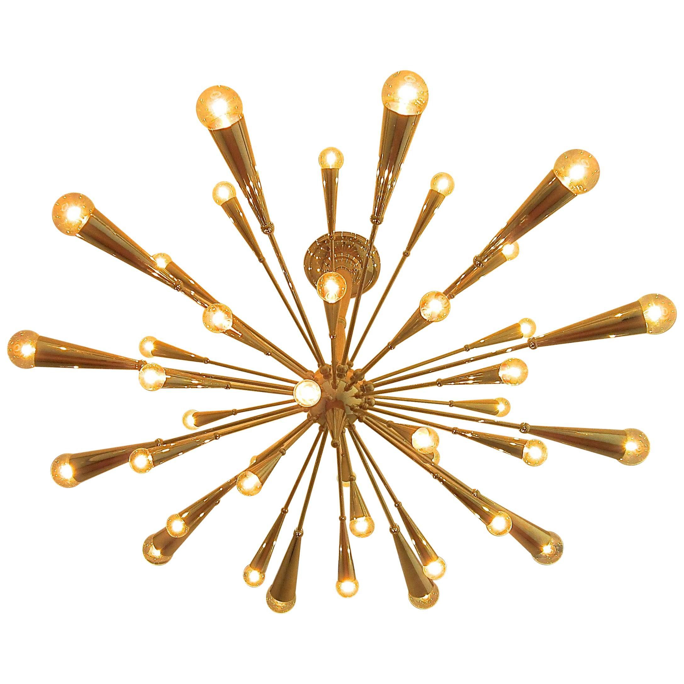 24-Karat Gold Monumental Sputnik Chandelier For Sale