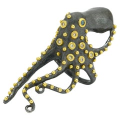 24 Karat Gold Octopus Ring Diamond Tentacles 