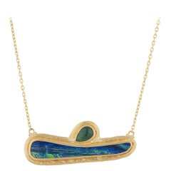 24 Karat Gold Opal Doublet, Emerald Necklace
