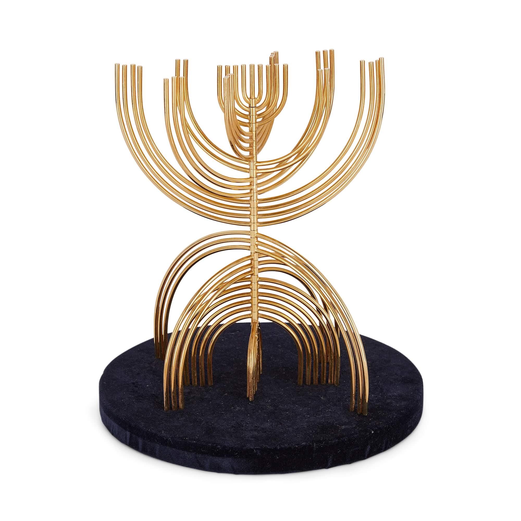 24 karat gold plated menorah sculpture by Yaacov Agam 1