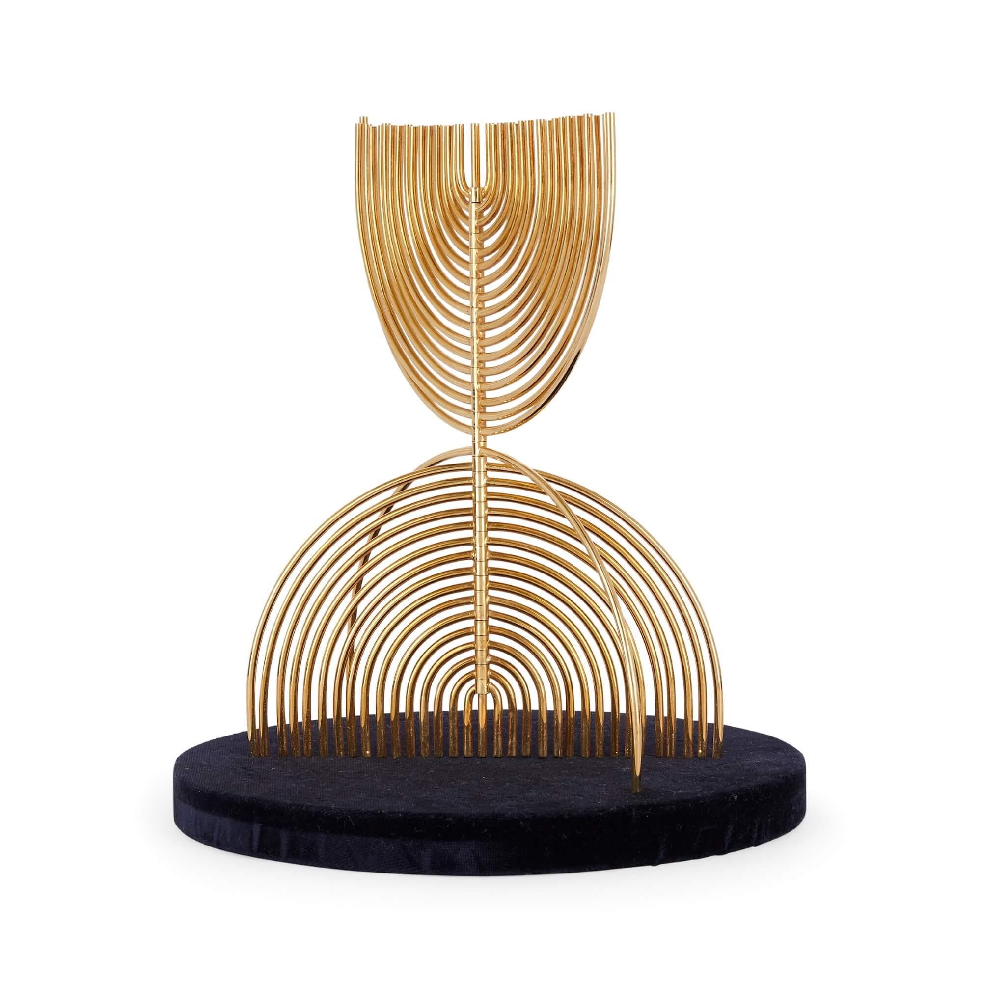 Israeli 24 karat gold plated menorah sculpture by Yaacov Agam