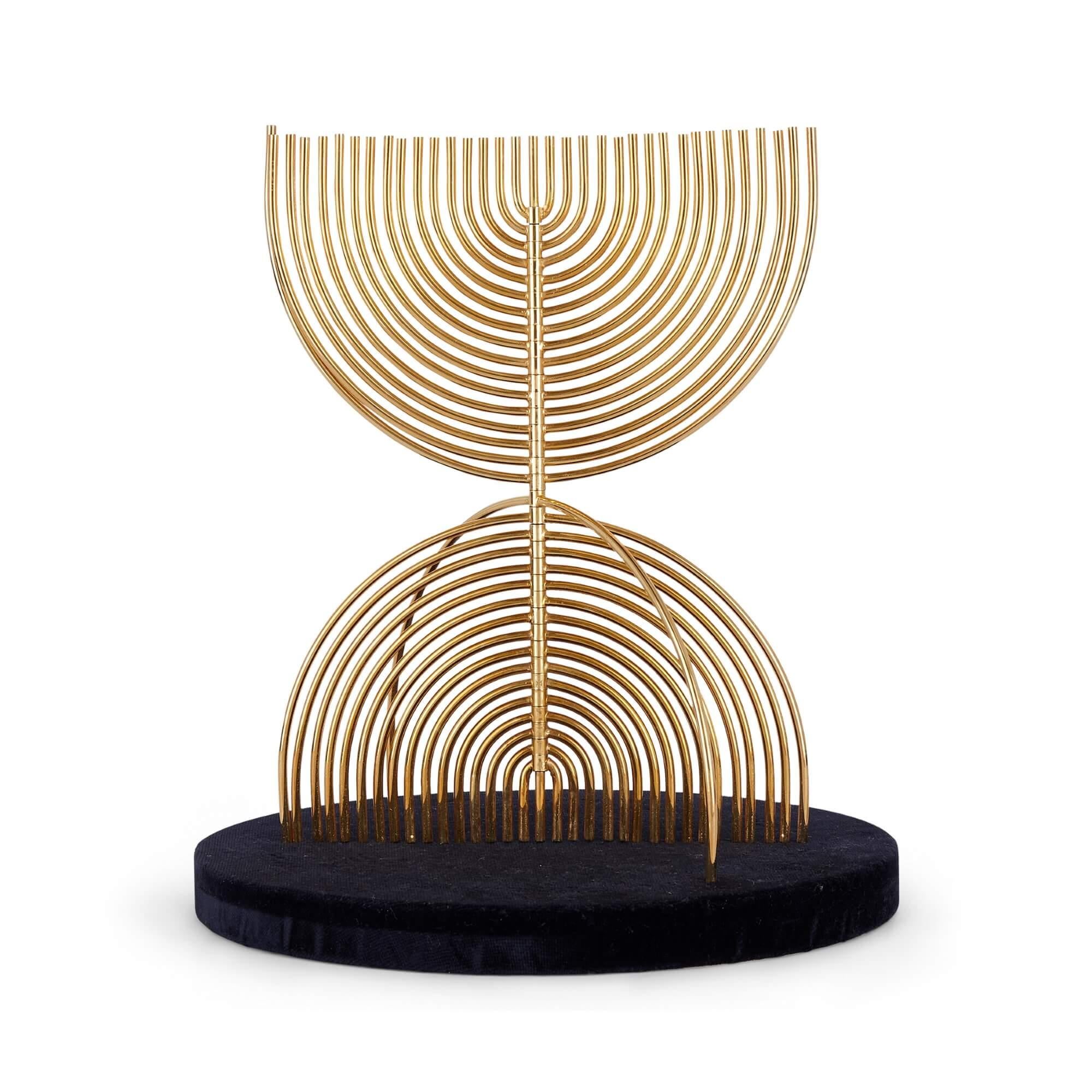 24 karat gold plated menorah sculpture by Yaacov Agam In Excellent Condition In London, GB