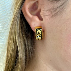 24 Karat Gold Plated Mini Hoop Earrings, Hommage to Gustav Klimt