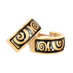24 Karat Gold Plated Mini Hoop Earrings, Hommage to Gustav Klimt