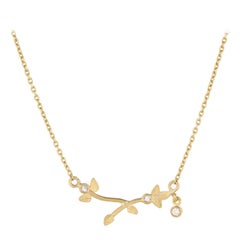 24 Karat Gold Side Drop Diamond Necklace
