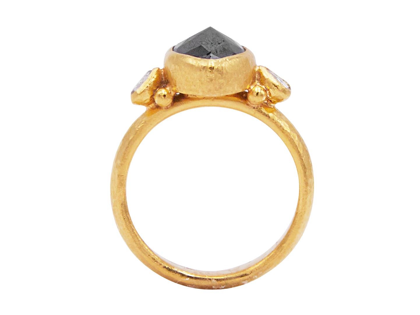 hammered gold diamond ring