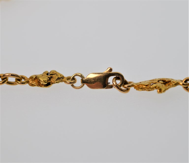 24 Karat Natural Yellow Gold Nugget Necklace For Sale at