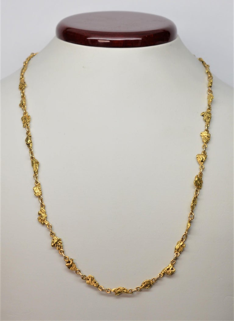 24 Karat Natural Yellow Gold Nugget Necklace at 1stDibs | gold nugget