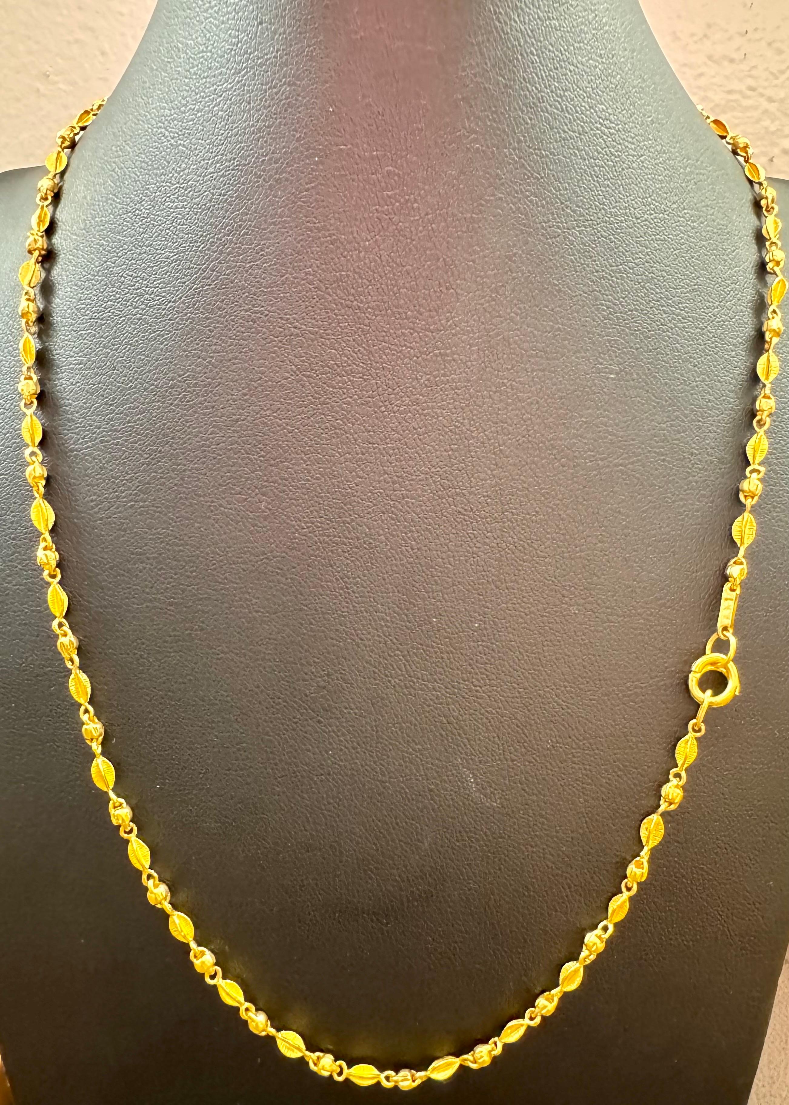 Collier de perles en or jaune 24 carats fait à la main, 13 gm, 18 pouces en vente 6