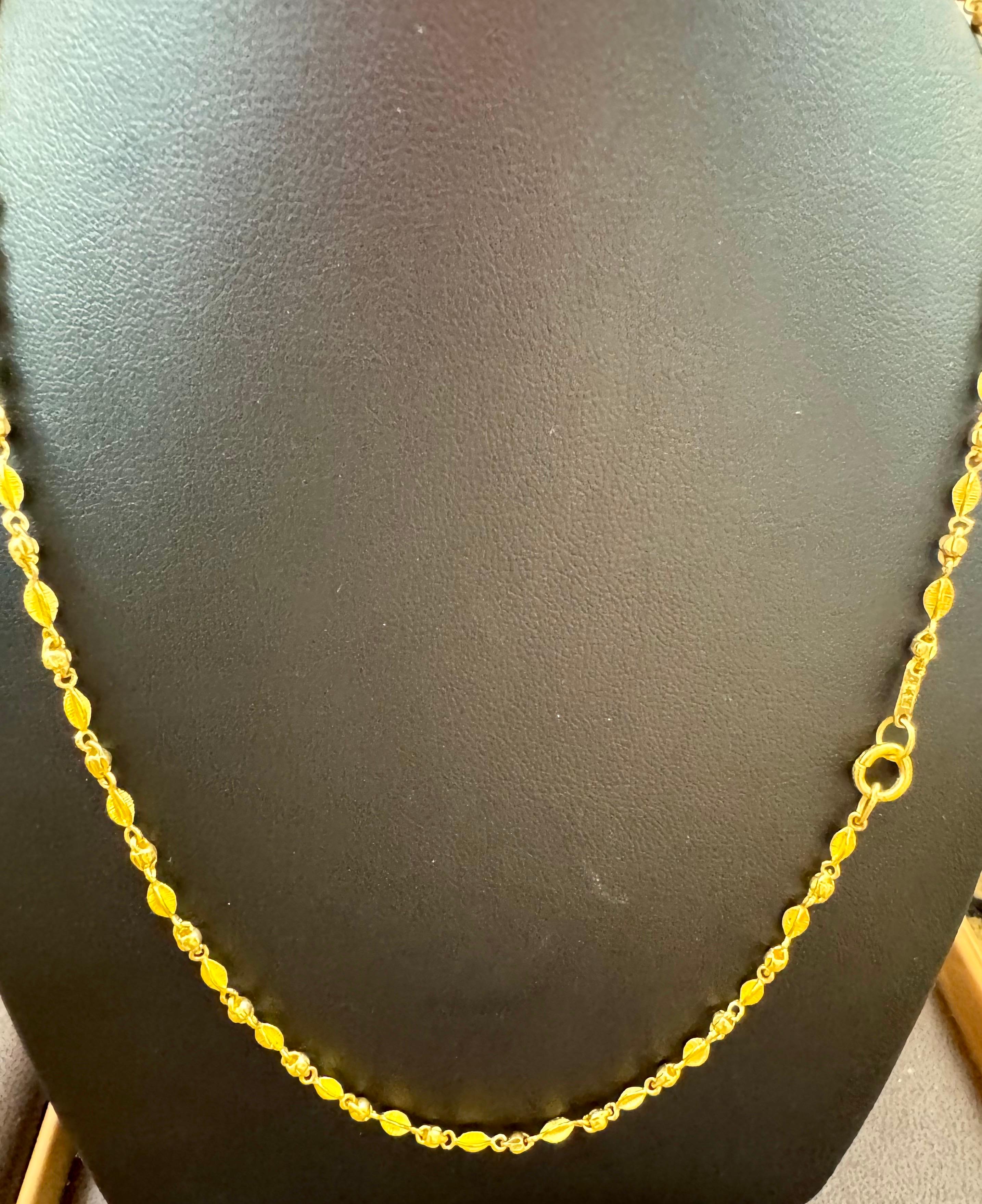 Collier de perles en or jaune 24 carats fait à la main, 13 gm, 18 pouces en vente 7