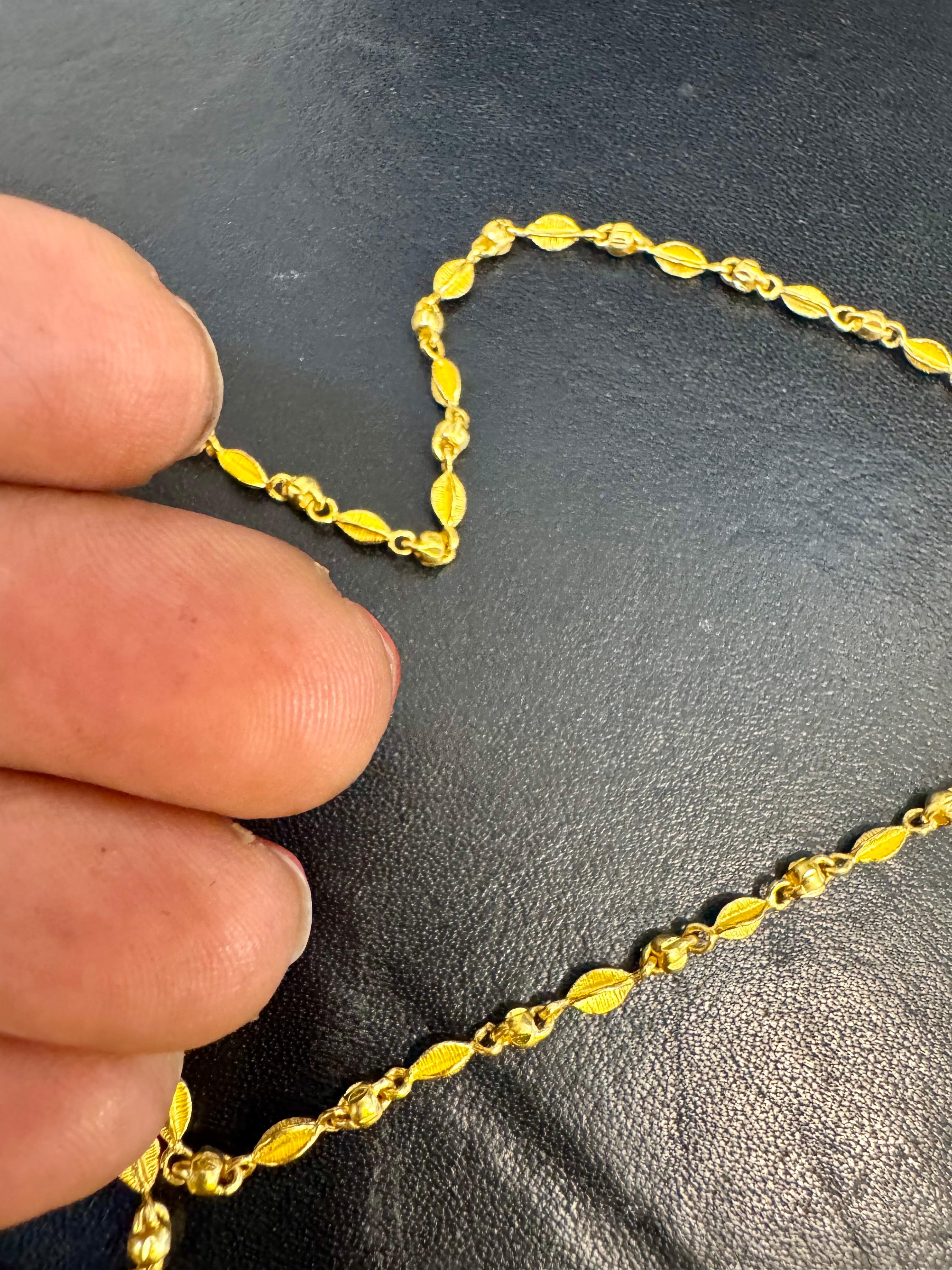 Collier de perles en or jaune 24 carats fait à la main, 13 gm, 18 pouces en vente 9