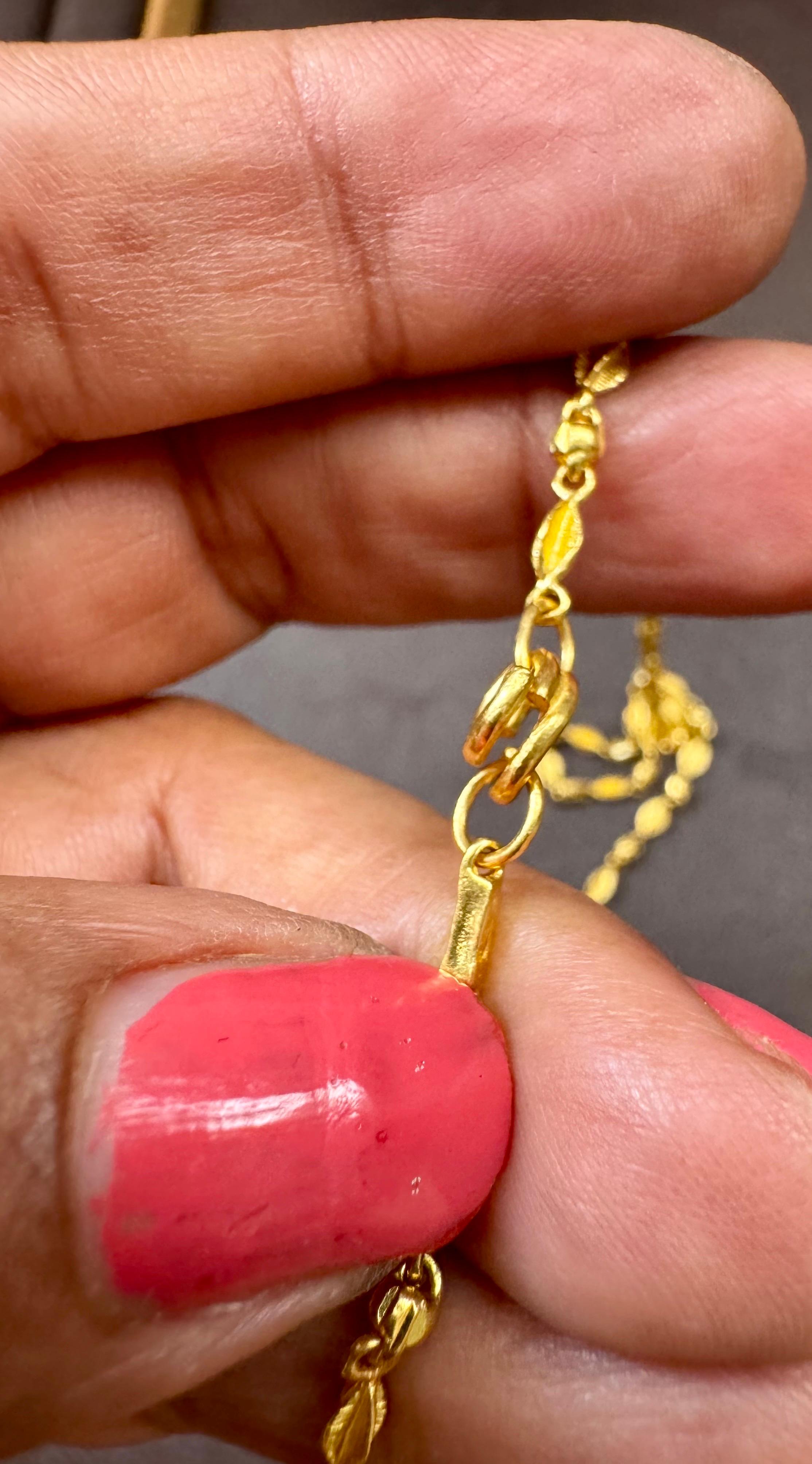 Collier de perles en or jaune 24 carats fait à la main, 13 gm, 18 pouces Excellent état - En vente à New York, NY